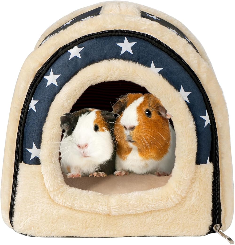 Pantula Warm Guinea Pig Bed House Cave Cozy Hideout Blue Star