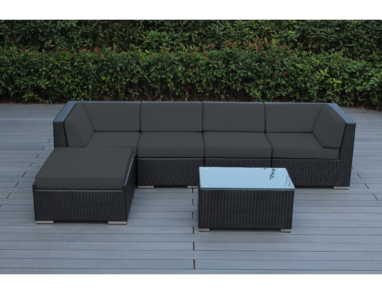 Genuine Ohana Outdoor Patio Wicker Furniture 6pc Sofa Set (Gray) LAVORIST