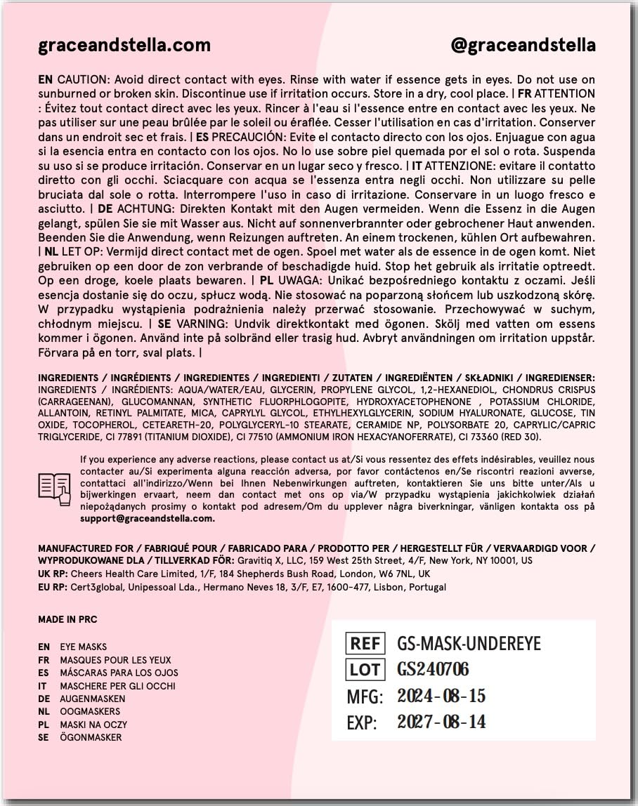 grace & stella Peptide Under Eye Patches with Niacinamide & Rice Extract - Firming Eye Masks for Dark Circles and Puffiness - Gifts Under 20 Dollars - Vegan, Cruelty-Free (White, 24 Pairs)