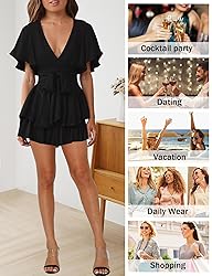 Relipop Women's Summmer Rompers Jumpsuits V Neck