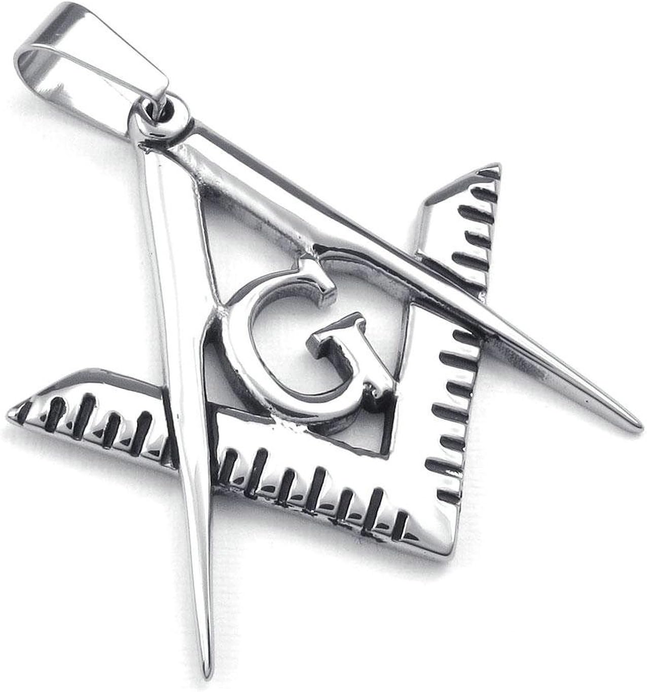 jonline24h Mens Freemason Masonic Stainless Steel Pendant Necklace, Silver, 18-26 inch Chain
