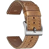 hemsut h Leather Watch Bands for Men, Horween Quick Release Leather Watch Strap Vintage Watch Replacement Wrap of 18mm, 20mm, 22mm