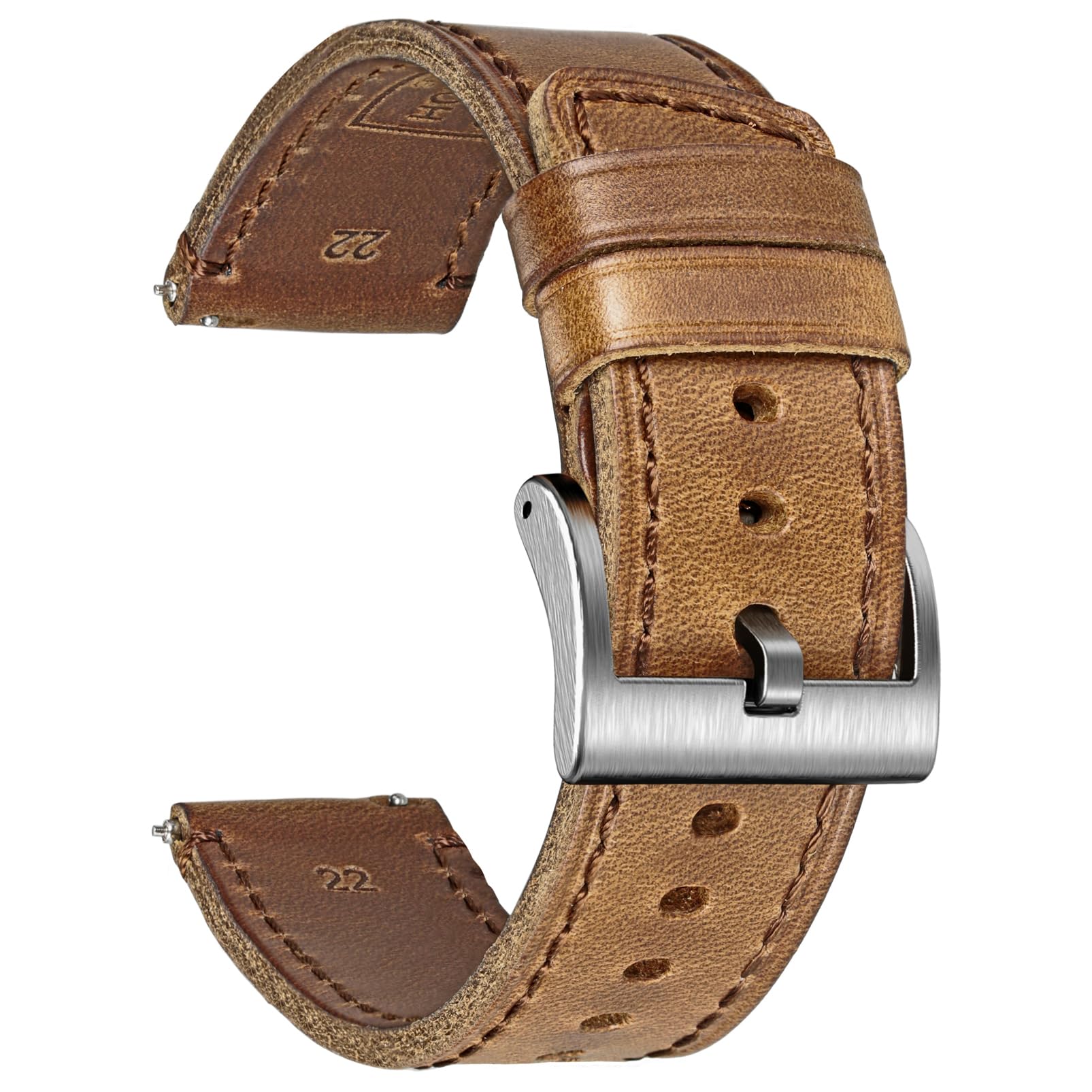 hemsut h Soft Leather Watch Bands for Men, Horween Quick Release Leather Watch Strap Vintage Watch Replacement Wrap of 18mm