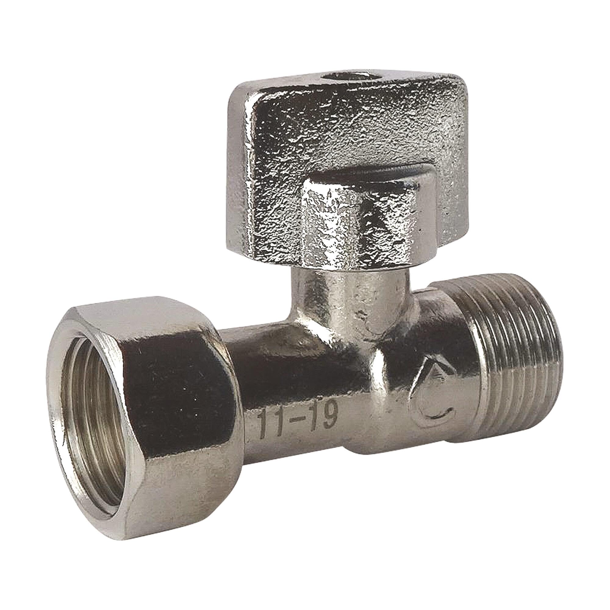 Somatherm C624 Flush Valve Straight 1/4 Round M12/17 Nickel-Plated Brass, Grey
