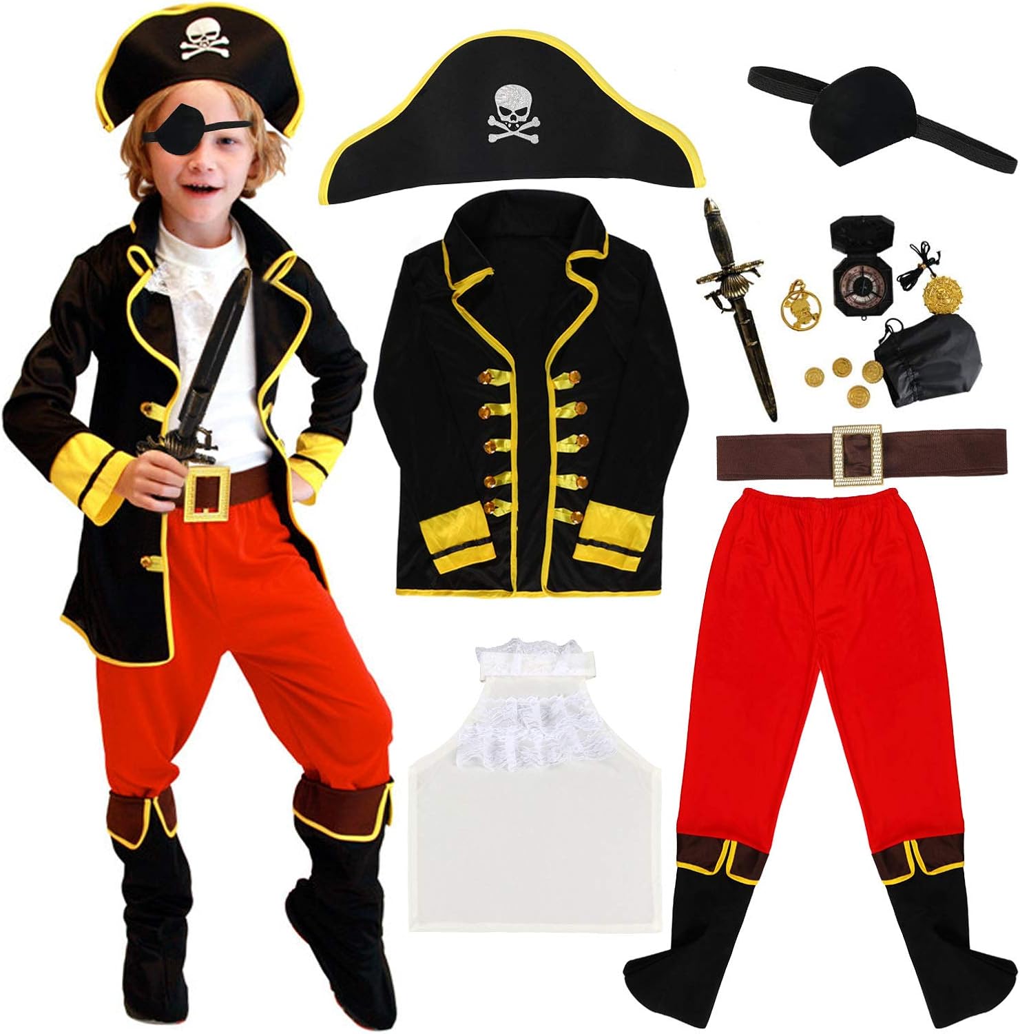 ACEHOOD Boy Pirate Costume Kids Halloween Costume Children