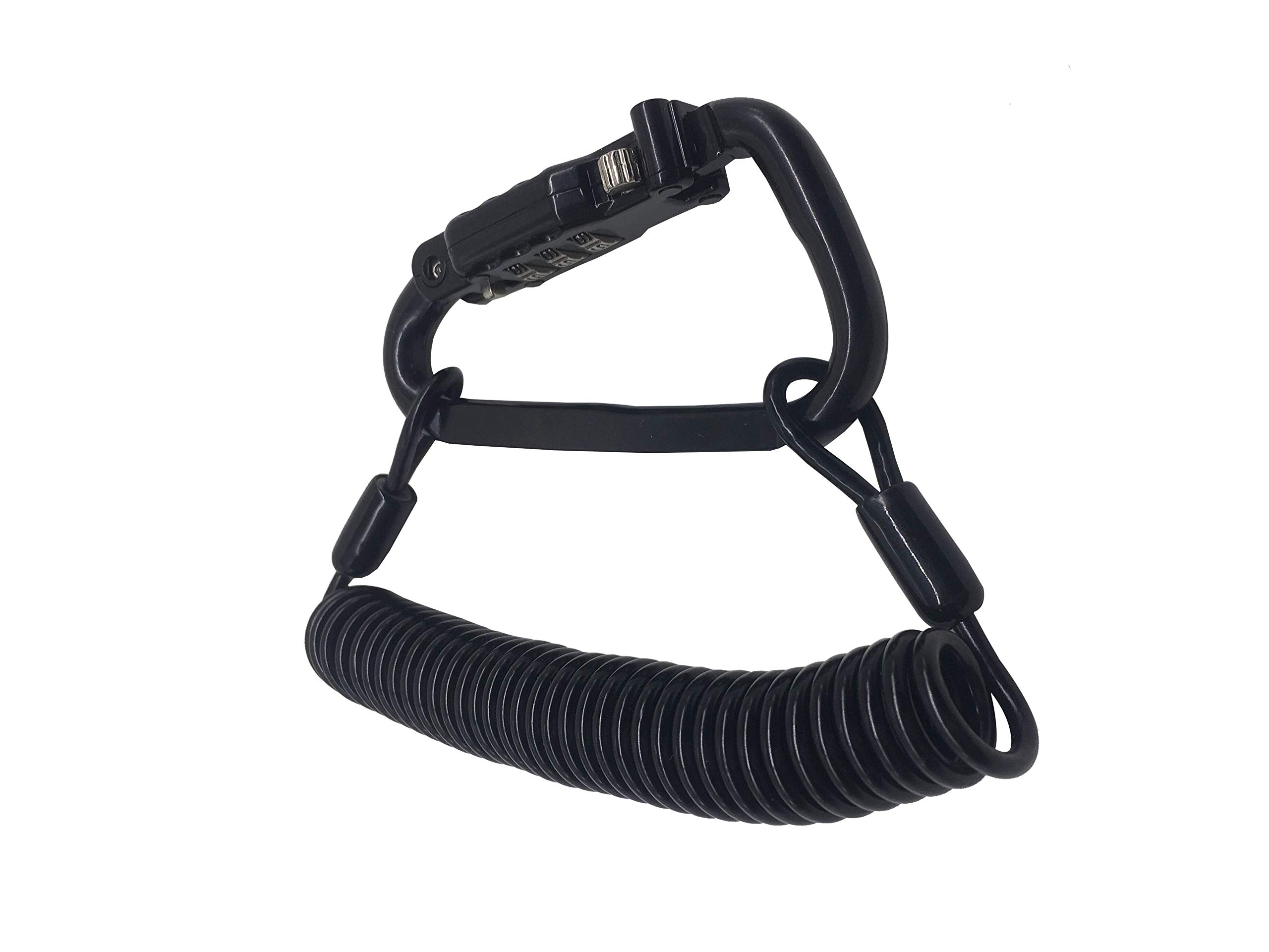 YJS Motorcycle Helmet Lock & Cable Heavy Duty Combination Lock Cable Security PIN Locking Chain Carabiner (Black)