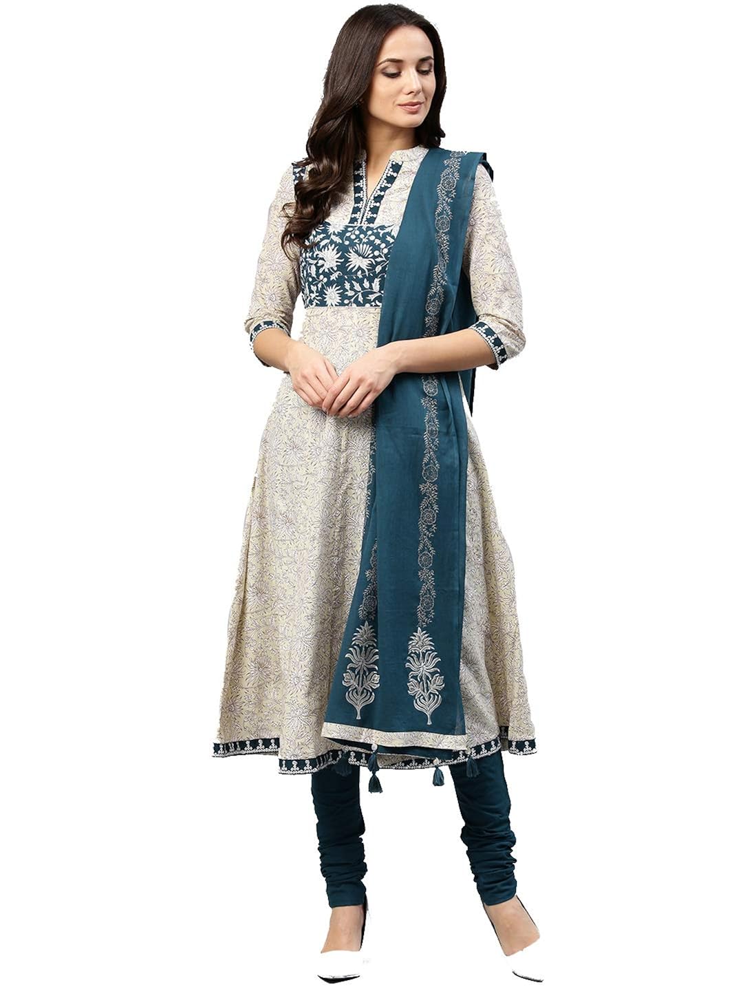 rain & rainbow women's a line salwar suit set (pack of 3)