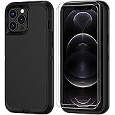 Jshru for iPhone 13 Pro Max Case & iPhone 12 Por Max with [2 Pack] HD Screen Protector, [Military-Grade] Shockproof Dust/Drop Proof 3-Layer Full Body Protection Heavy Duty Case, Black