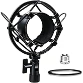 Boseen Universal Microphone Shock Mount, Mic Clip Holder for Diameter 47mm-53mm Mic Anti Vibration Adjustable High Isolation Shock Mount