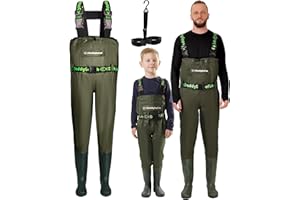 DaddyGoFish Chest Waders for Kids and Adults, Fishing and Hunting Waders with a Pocket and a Wader Hanger