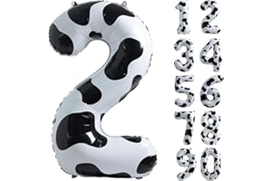 40 Inch Cow Print Number 2 Balloon Large Cow Ranch Birthday Party Digital 2 Balloon For 2st Western cowboy Cow Farm Theme Bir