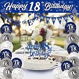Yontree 18th Birthday Decorations Blue Silver Banner Cake Topper Sash view 6