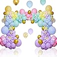 KAWKALSH 219Pcs Rainbow Balloons Garland Arch Kit Different Sizes Latex Balloons Assorted Pastel Party Balloons Arch for Birthday Baby Shower Wedding Engagement Anniversary Party Decorations