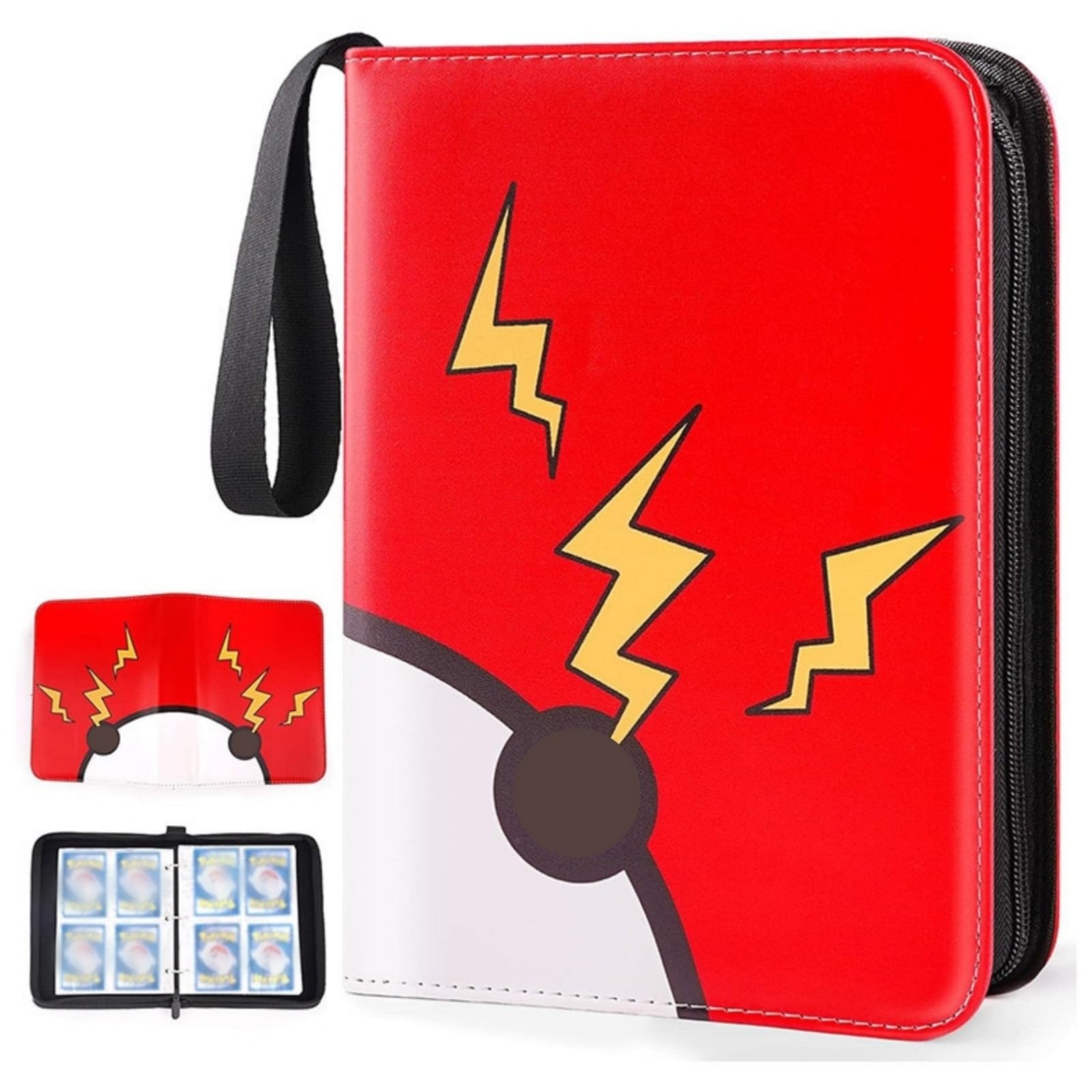 Obluchye 4 Pocket Card Binder, Trading Card Binder, Red and White Cartoon Cards Collection Folder 50 Pages 400 Sleeves Cards Album for Boys Girls Adult Birthday Gifts