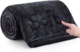 MOONLIGHT20015 Fleece Throw Blanket 130x150 cm Black 400 GSM Soft