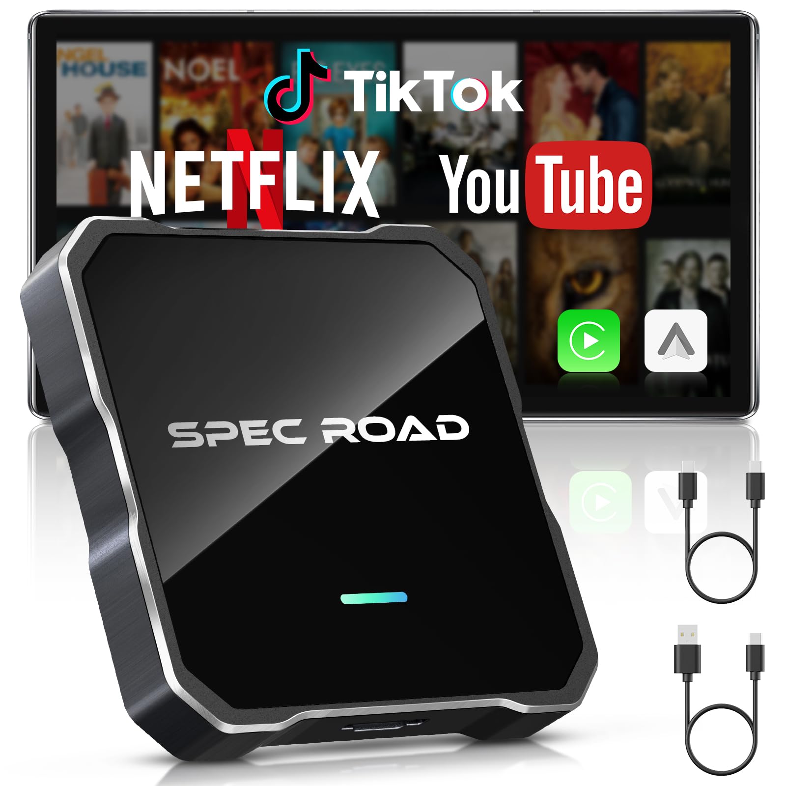 Photo 1 of **INCOMPLETE** SPEC ROAD Wireless CarPlay Adapter for iPhone/Android Auto Wireless Adapter, Support Netflix/YouTube/TF Card, Plug and Play