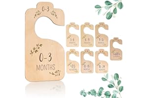 8Pcs Wooden Baby Closet Dividers, Baby Clothes Organizer Cloth Sorting Tags Newborn Wardrobe Dividers for Clothes Sorting Nur