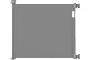 Retractable Baby Gate for Stairs – 33” Height, Expands up to 55” Width – Safety Gate for Infants, Toddlers, Dogs & Pets – Easy Install, Secure Closure, Gray Mesh Design for Indoor & Outdoor Use