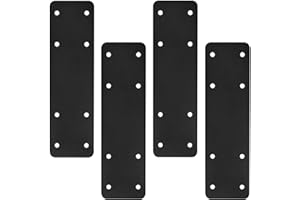 YVHFWOY Post to Beam Connectors 4pcs,10"X3" Straight Steel Flat Plate,Mending Plate I Shape Bracket,Black Powder Coated I Strap for Repair Wooden House,Furniture,Pergola,Truss framing…