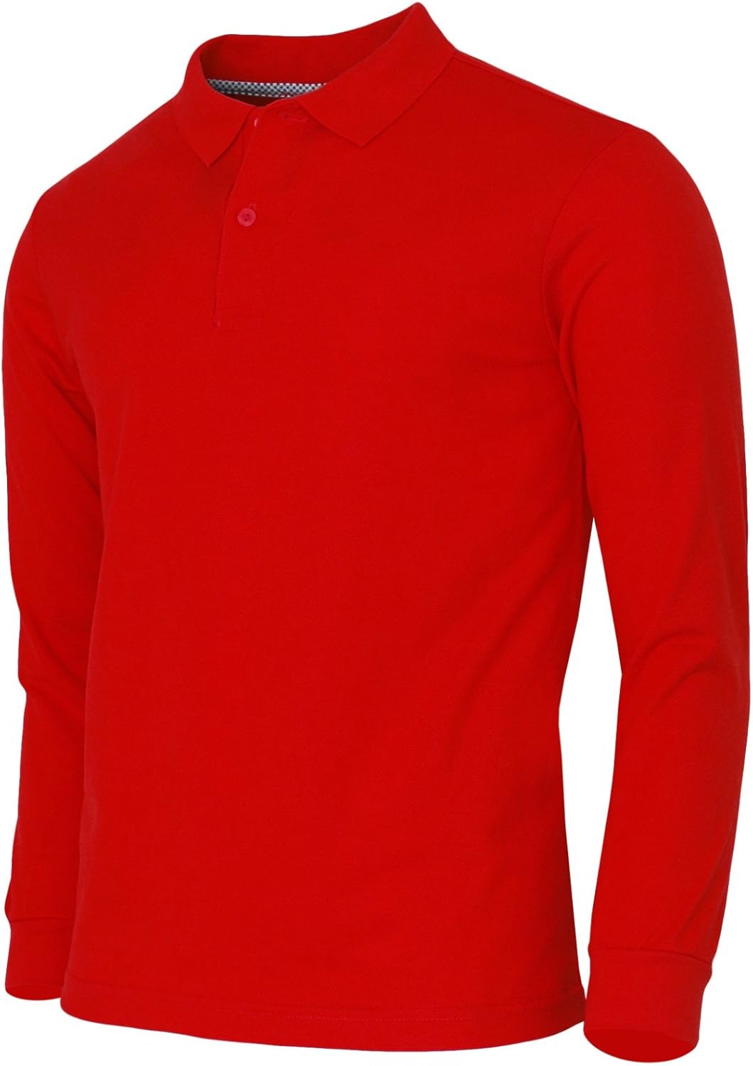BCPOLO Men's Polo Shirt Cotton Pique Polo Shirt Long Sleeve Polo Shirt-red L: Clothing