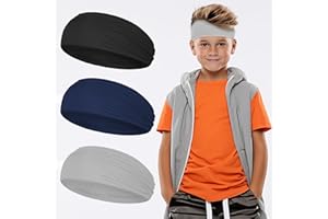 Youth Sports Headbands 3 PCS - Lightweight, Breathable and Sweat Absorbing, Ideal for Football, Basketball and More