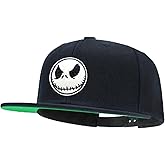tilgomedal Hip Hop Baseball Cap - Skull Embroidered Snapback Hat - Black Flat Bill Street Wear Cap for Men Women