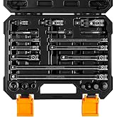 BOEN 21 Piece 1/4" &amp; 3/8" &amp; 1/2" Drive Tool Accessory Set, Includes Socket Adapters, Extension Bars, Swivel Universal Joints, Impact Bit Holders and 1/4" Hex Shank