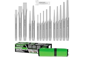 SWANLAKE GARDEN TOOLS SWANLAKE Punch and Chisel Set, Including Taper Punch, Cold Chisels, Pin Punches, Center Punches (16pcs)