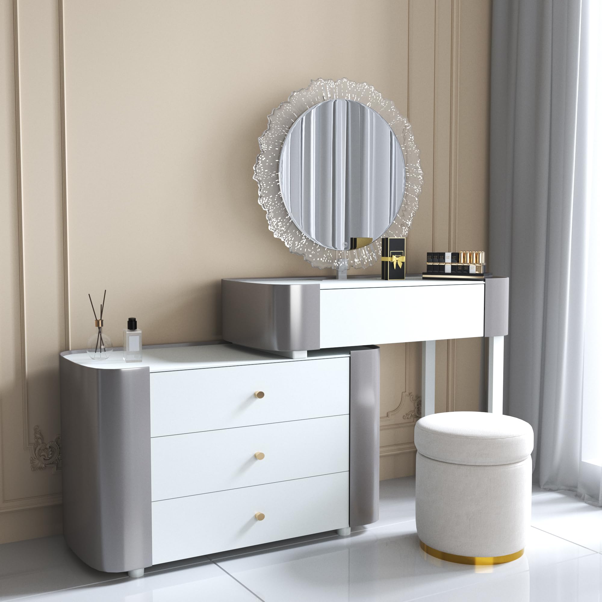 Photo 1 of CHMAIDEU Vanities with Drawers, Dressing Table for Women and Girls