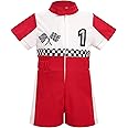IDOPIP Baby Boys 1st 2nd Birthday Outfit Race Car Driver Romper Girls Boy Racer Jumpsuit Racing Suit Toddler Dress up Costume