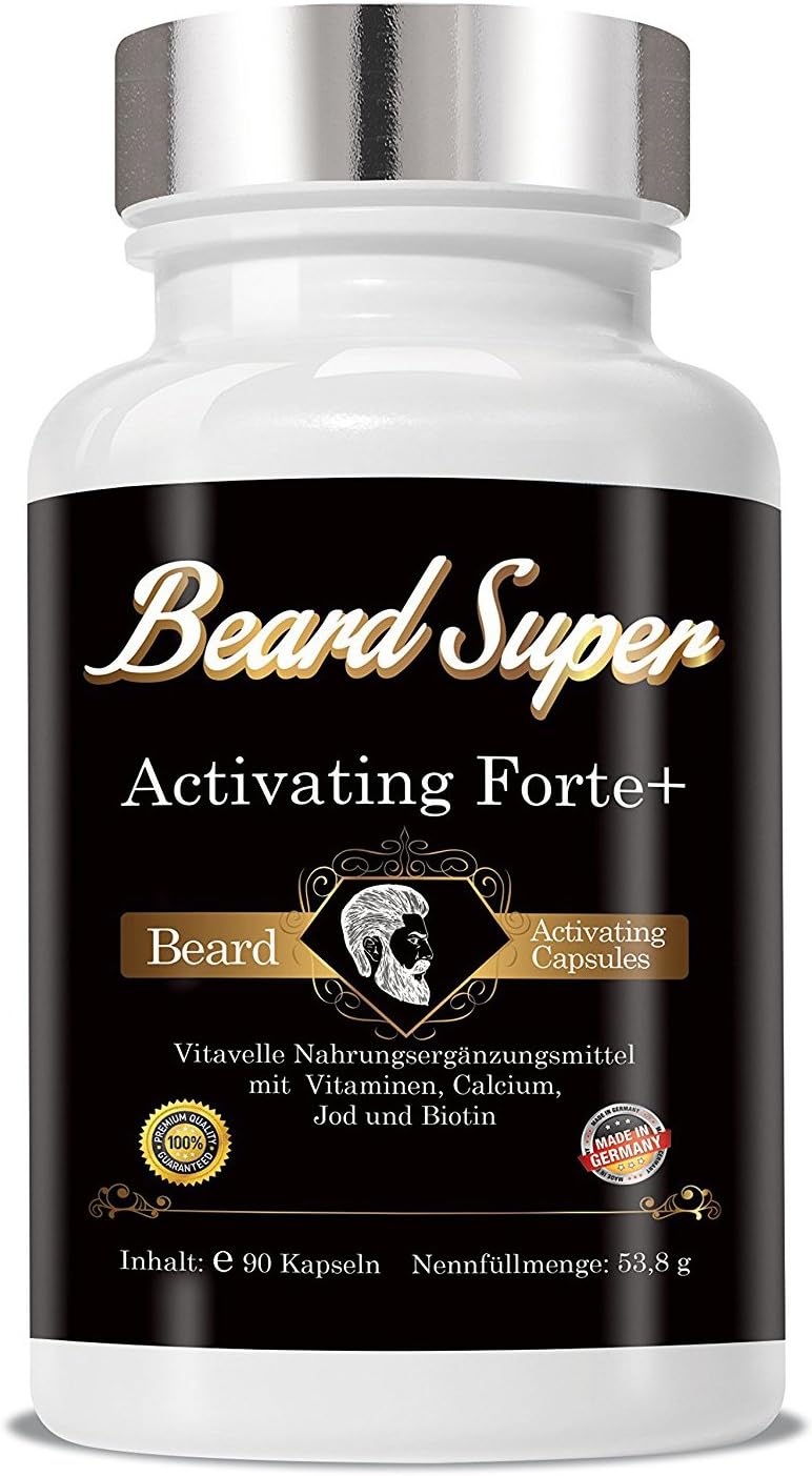 Beard Super Activating Forte + 90 Capsules - Cellulose Capsules Beard Growth Agents I Hair Growth Agents I More Beard Growth I Beard Growth Increase I Hair Booster | Hair boosters | Beard Booster
