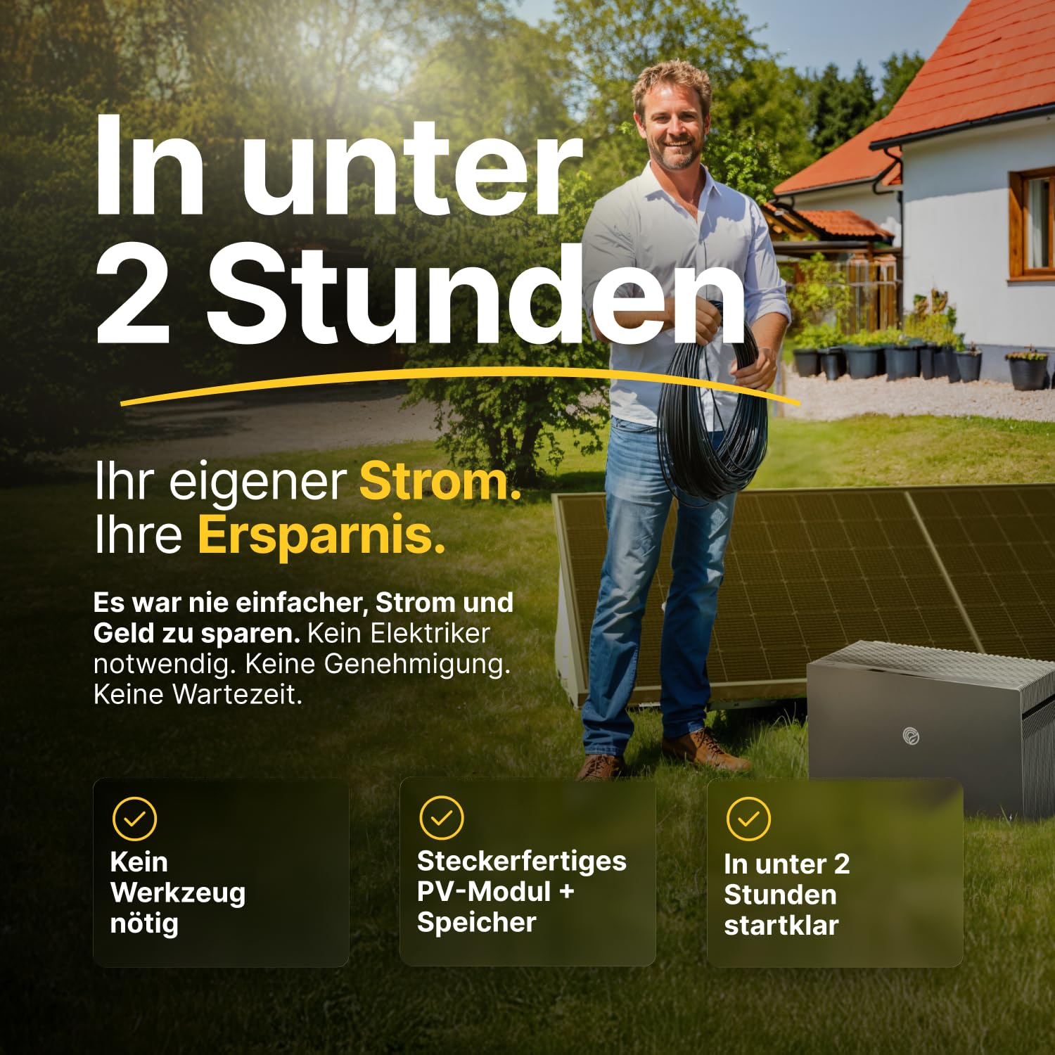 Solakon® 1000W Balkonkraftwerk - Balkonkraftwerk 800W komplett Steckdose - neuester 800 Watt Wechselrichter - Solaranlage Komplettset - 500W bifaziale Solarmodule inkl. Zubehör - 3m Kabel 5