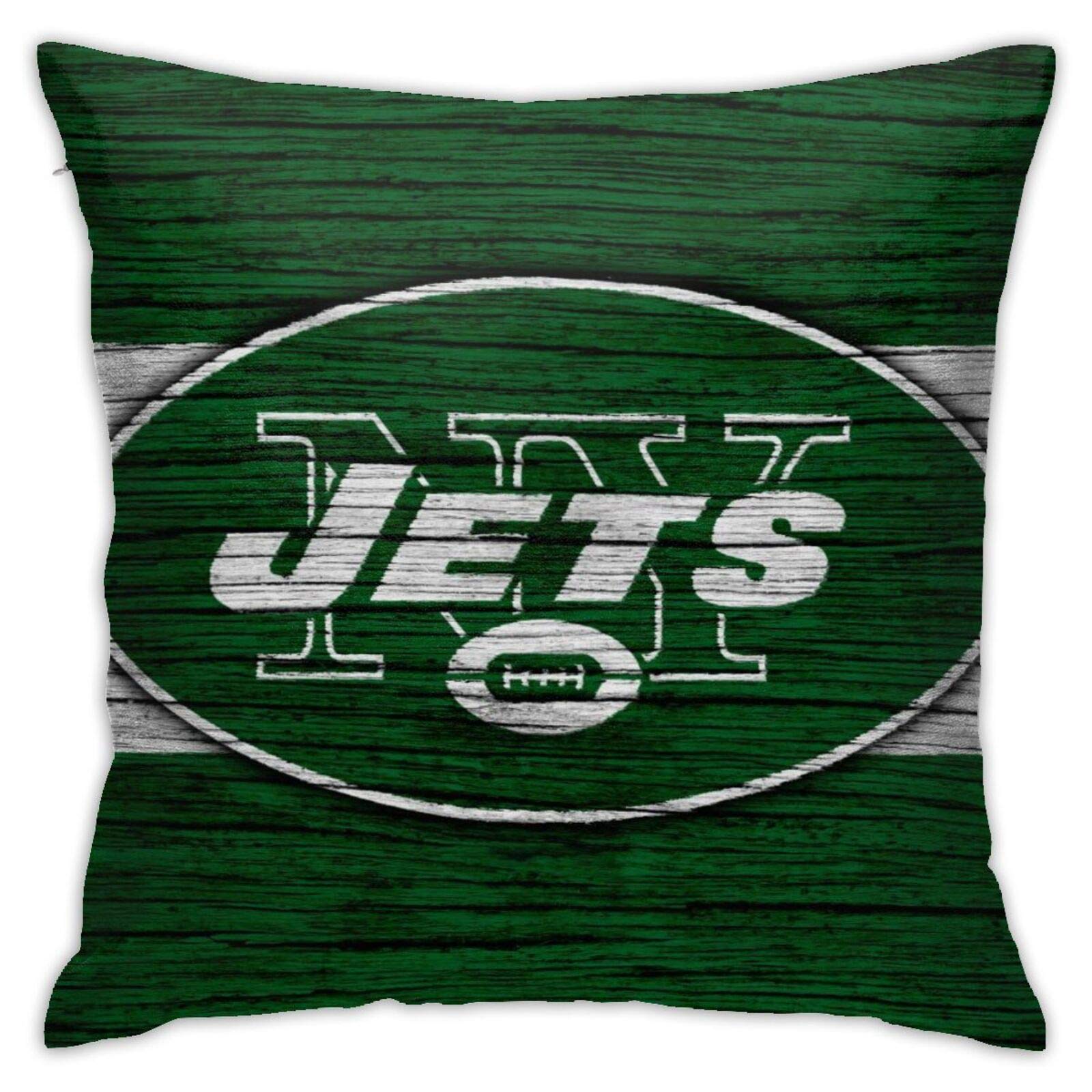 Xcngg Sports Art New Yo-Rk Je-Ts Square Decorative Pillowcase 18x18 Inchs, Home Sofa Couch Bedroom Bed Car Throw Pillow Cases Soft Cushion Cover with Hidden Zipper