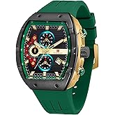 TEARTRACE Men Watch Unique Casual Sport 3ATM Waterproof Analog Quartz Wrist Watches Multifunctional with Silicone Hollow Strap for Men