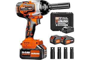 olmlmo Cordless Impact Wrench 1/2 Inch,Brushless Max 800Ft-lbs High Torque Impact Wrench, 2 x 5000mAh Batteries,4 Variable Speed Trigger,Fast Charger, 4 Sockets,Tool Box