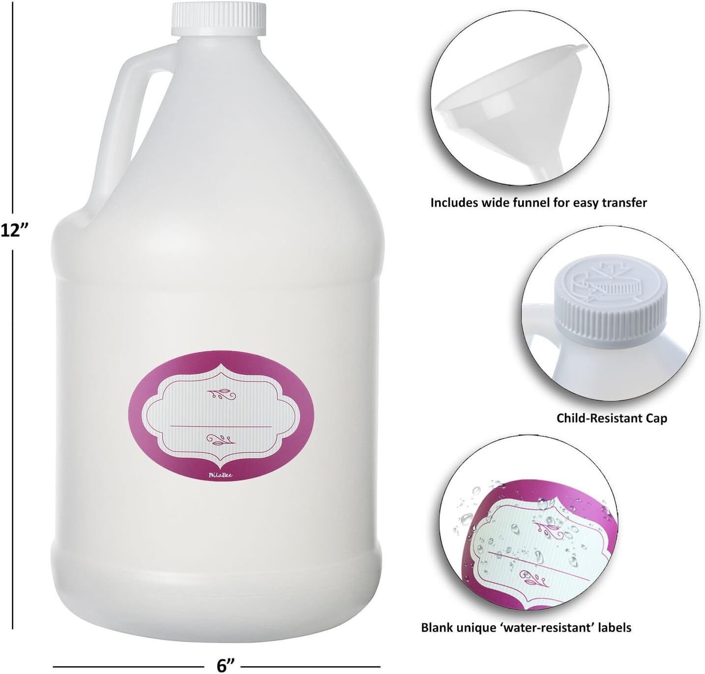 2 Pack - 1 Gallon Plastic Bottle - Large Empty Jug Style Container with Child Resistant Airtight Lids - for Home and Commercial Use - Food Safe BPA Free: Home Improvement
