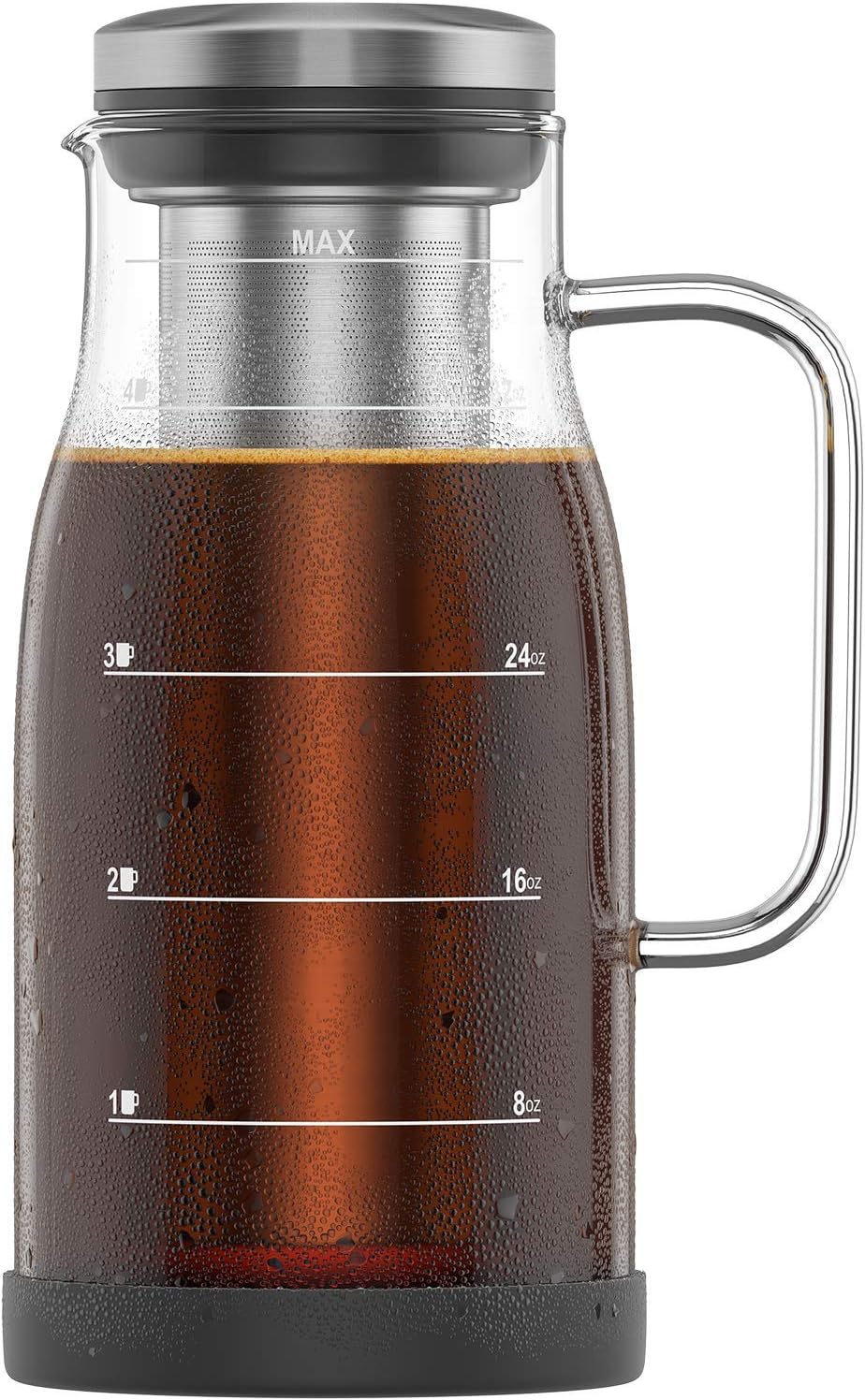 Amazon Com Shanik Cold Brew Coffee Maker Perfect Iced Coffee Maker Iced Tea Maker Measured Glass With Handle And Spout Stainless Steel Filter And Silicone Base Easy To Clean Cleaning Brushes Incl