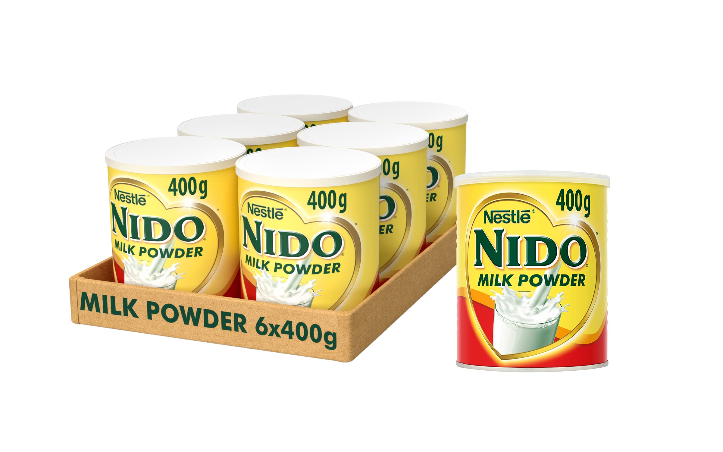 Nido Instant Full Cream Milk Powder, Substitute for Fresh Milk, for Tea & Coffee 400 g Tin (Pack of 6)