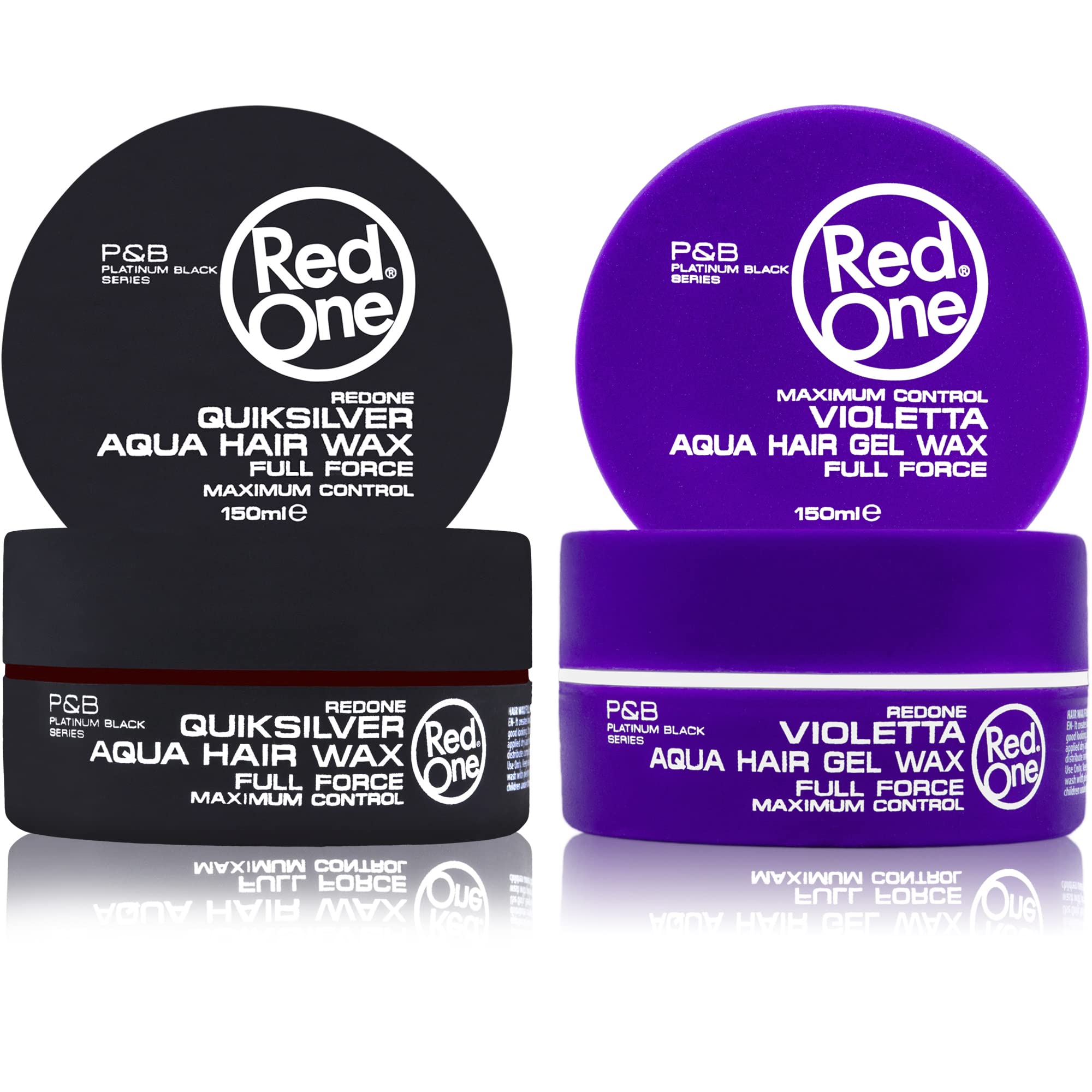 RedOne Hair Styling Wax Grey & Violetta 2x150ml | Extra Hold Gel Wax | Mixcherry & Lavender Scent | Shine Finish | Long Lasting Control | Men & Women Hair Wax | Professional Salon Quality 2 PCS