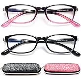 EYEURL 2 Pack Reading Glasses Blue Light Blocking Readers for Women-TR90 Lightweight Computer Reading Glasses Stylish Rectangular Frames Eyeglasses+0.75