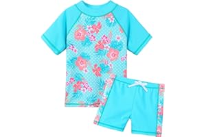 BAOHULU Girls Swimsuit Two Piece Tankini UPF 50+ UV Protective Rash Guard Set 3-12 Years