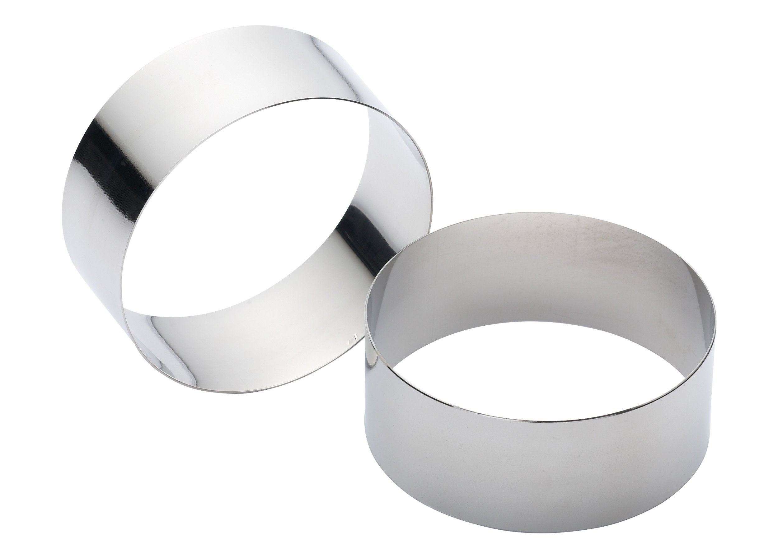 KitchenCraft Large Stainless Steel Cooking Rings, 9 x 3.5 cm (Set of 2), Silver