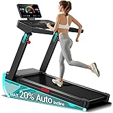 UMAY Fitness 20% Auto Incline Treadmills for Home, 42.5"×16.2" Extra-Wide Running Area,Treadmill 400LB Capacity, 3.5HP Quiet 