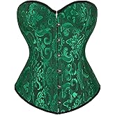 ADELCE Plus Size Corsets for Women Sexy Brocade Lace up Overbust Corset Waist Cincher Shapewear Bustier Top