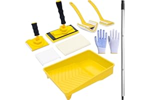 BERXOL Paint Edger Tool Kit, 9” Paint Pad Set with 360° Rotation Handle, Trim & Corner Edger, Touch-Up Pads, Extension Pole, Refill Pads, Home Wall & Ceiling Painting Tool Set