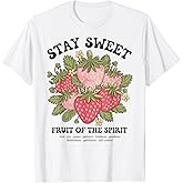 Fruit of Spirit Strawberry Boho Trendy Christian Church Crew T-Shirt