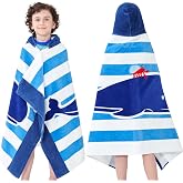 Bavilk Kids Poncho Beach Towels with Hooded for Bath,Pool,Swim Girls Boys | 30 &times; 50 INCH Large Size,Ultra Absorbent 100% Cotton,Soft Wearable Wrap for Toddler Children,Cute Cartoon Animal Full Vitality