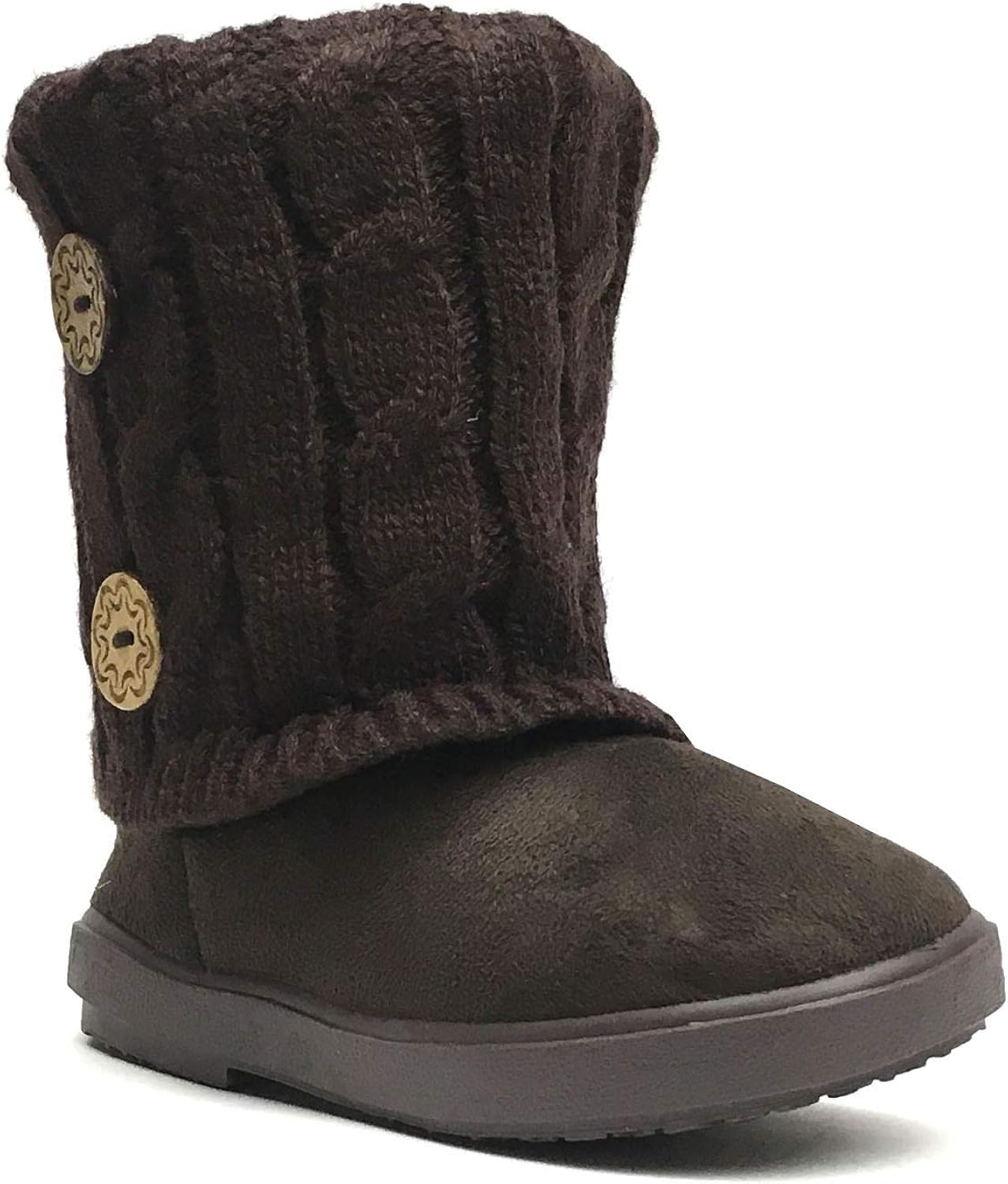  | REDVOLUTION Kids Boots Toddler Girls Cute 2 Buttons Suede Knitting Shoe | 285 | Boots