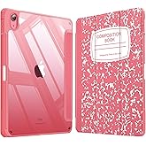 Fintie Hybrid Slim Case for iPad (A16) 11th Generation 11 Inch (2025), iPad 10th Generation 10.9 Inch (2022) - Shockproof Cover with Clear Transparent Back Shell & Pencil Holder, Composition Book Pink