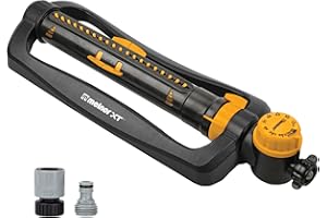 Melnor 65133AMZ XT Turbo Oscillating Sprinkler W/Timer, 4,500 sq. ft., Quick Connect Bundle, 2-Way Adjustable, Black, Yellow